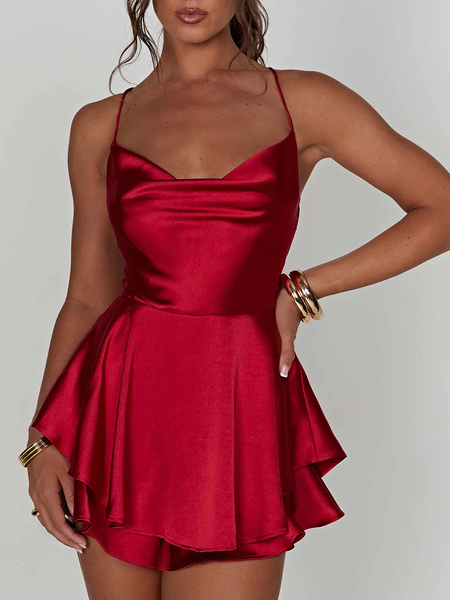 Luna Satin-Look Sleeveless Romper