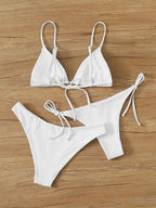 Halter Three-Piece Tie-Side Bikini Set