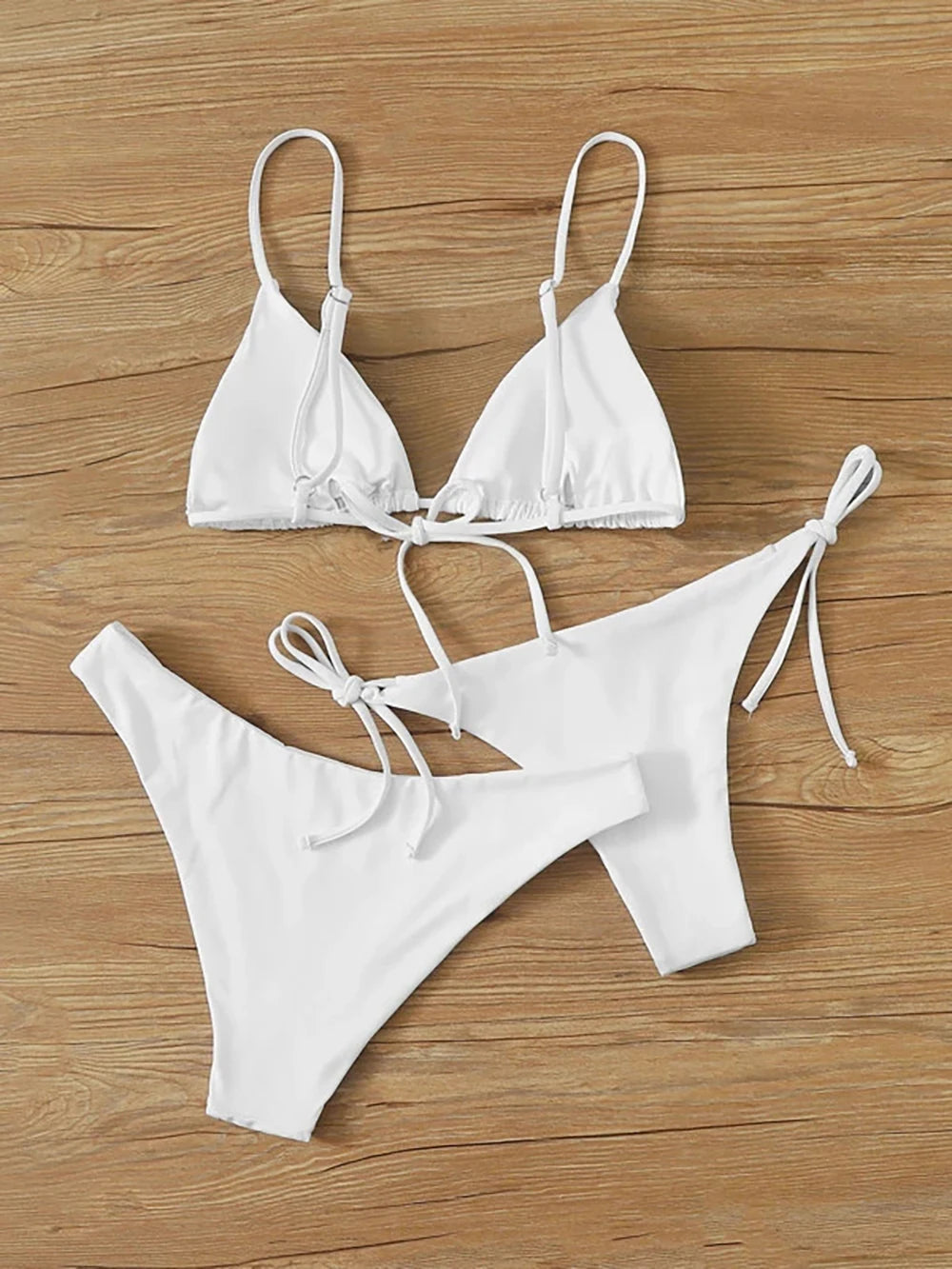 Halter Three-Piece Tie-Side Bikini Set