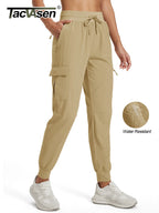 TACVASEN Women's Quick Dry Waterproof Cargo Pants Lightweight UPF 50 Athletic Jogger Pants Travel Hiking Pants Velcro Pockets