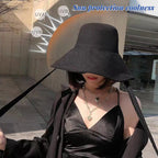 Tie-Strap Wide Brim Bucket Hat