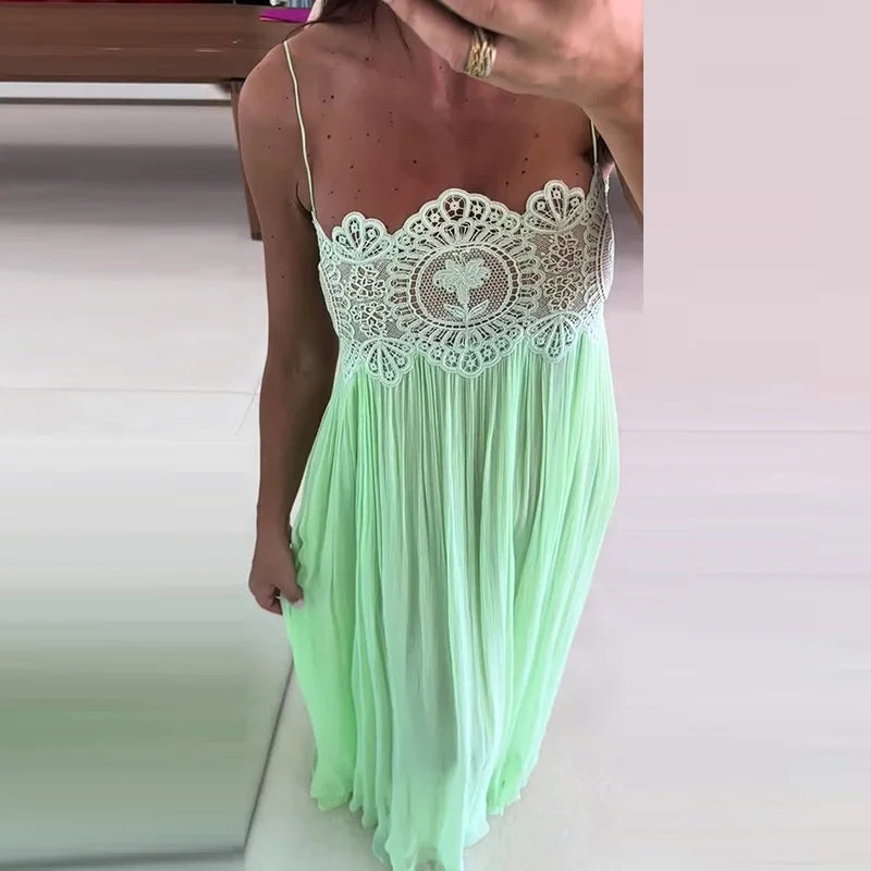 Lace Crop Top & Wide-Leg Pants Set