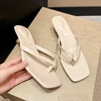Toe-Loop Low-Heel Sandals