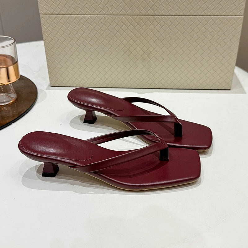Toe-Loop Low-Heel Sandals