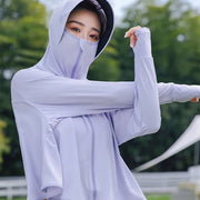 Summer Women's Sun Protective Clothing Breathable Traveling Brim Ponytail Hole Sun Hoodie Detachable Shopping Long-Sleeved Shirt