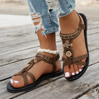 Beaded Boho Flat Sandals