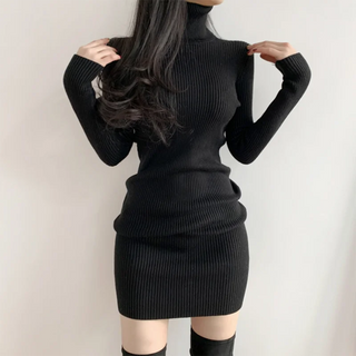 Turtleneck Knit Mini Dress