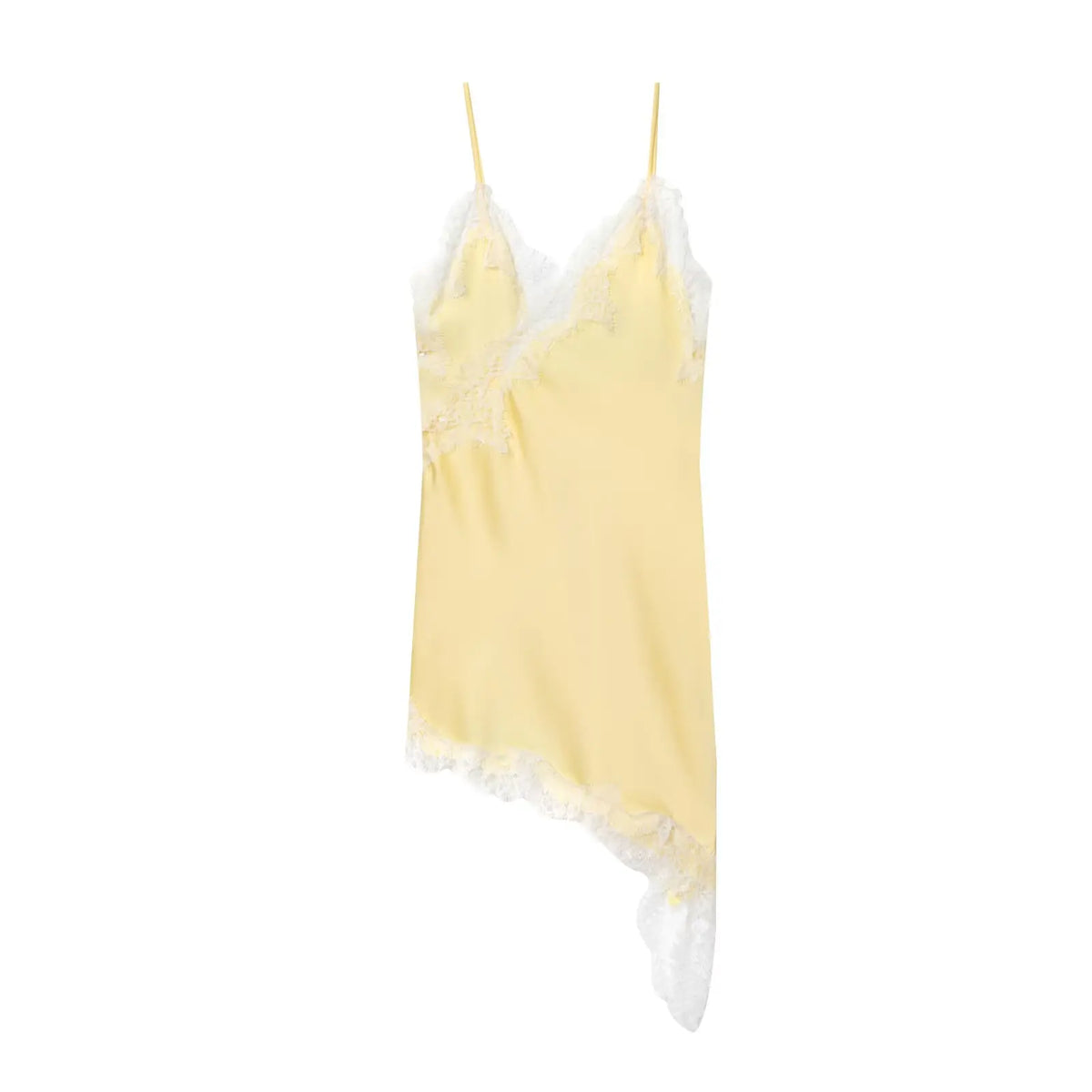 Asymmetric Lace Mini Slip Dress