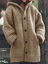 Cotton Knit Hooded Cardigan