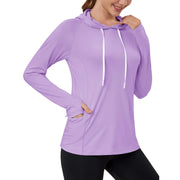 TACVASEN Women's UPF80+ Windproof Quick-Dry Hooded Long Sleeve Shirt with Raglan Thumbhole & Hidden Pocket Hair Port