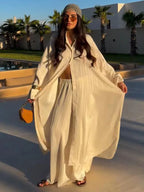 Striped Shirt & Wide-Leg Pants Set