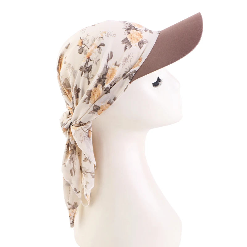 Printed Chiffon Scarf Cap