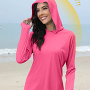 Women's Sunscreen Hoodie with Thumb Buckle and Hidden Ponytail Hole, Outdoor Running Fitness Sports, Leisure Sunscreen T-shirt