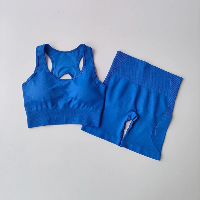 Aurelia Sun Seamless Bra & Shorts Set – Blue – image 9