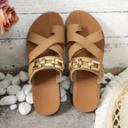 Chain-Detail Footbed Sandals