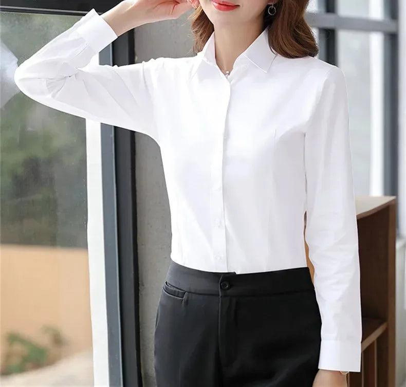 Button-Up Long-Sleeve Blouse
