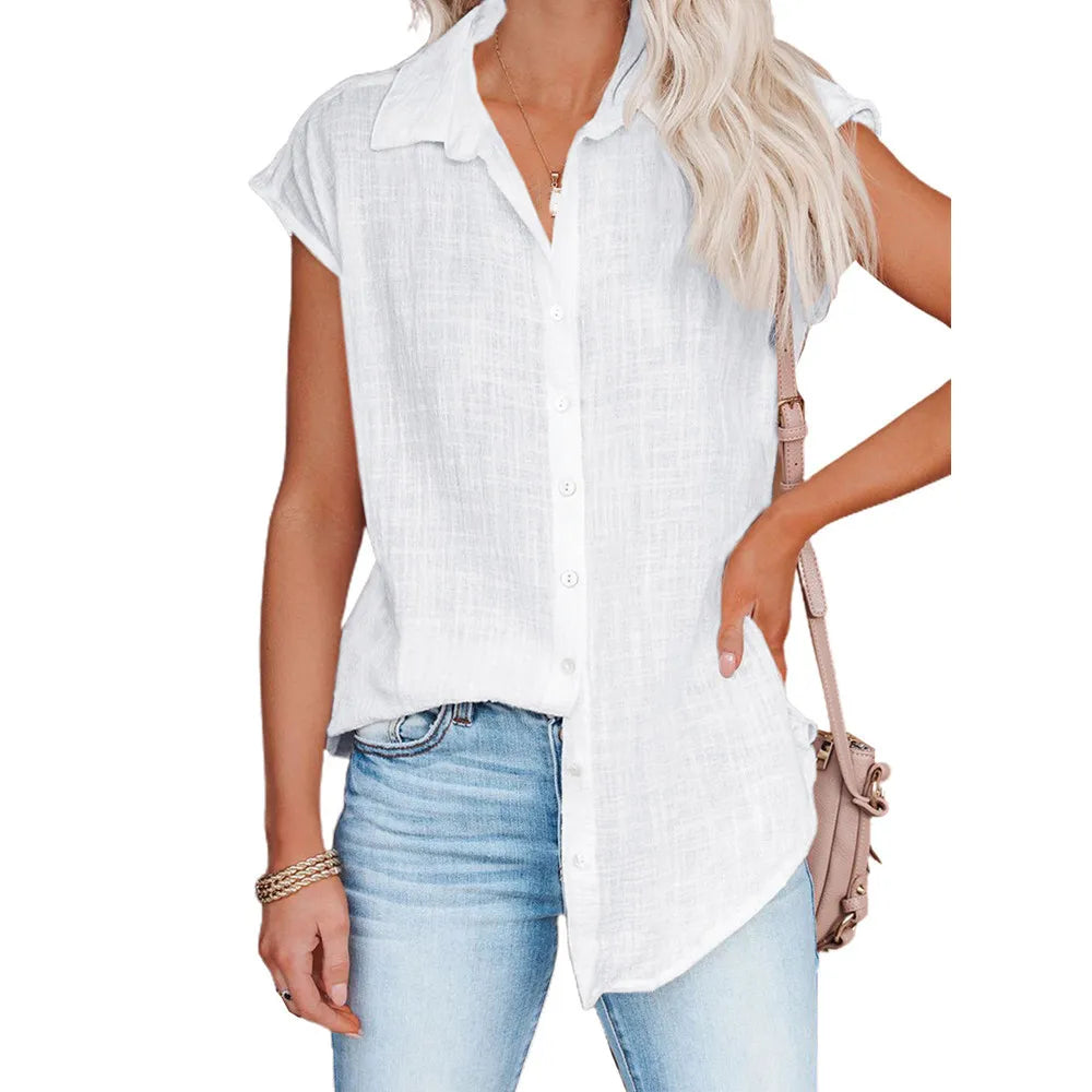 Cotton-Linen Short-Sleeve Relaxed T-Shirt