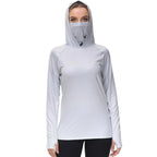 Bassdash FS23W Women's UPF 50+ Fishing Hoodie Shirt With Face Mask Thumb Holes