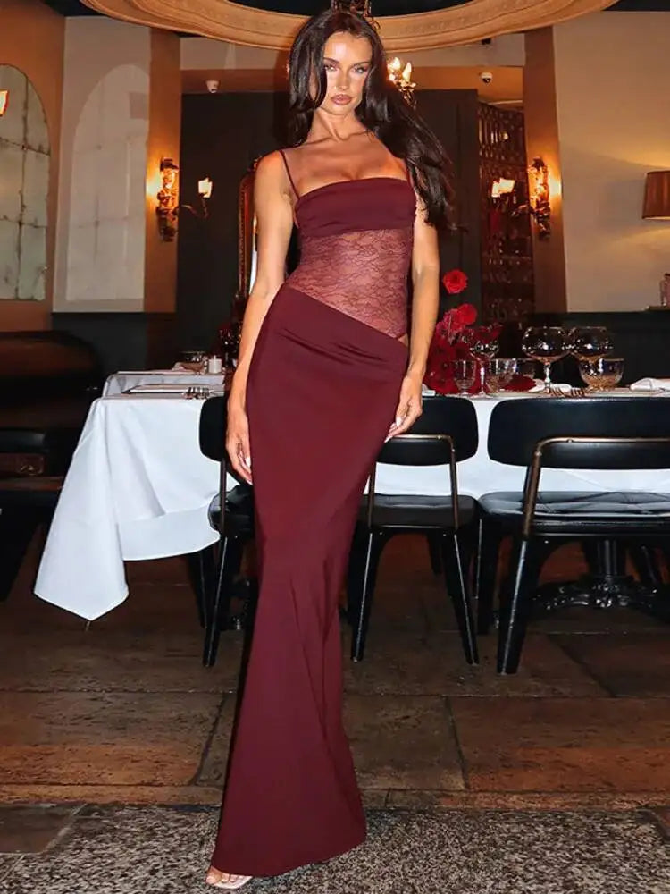 Backless Mesh Maxi Dress