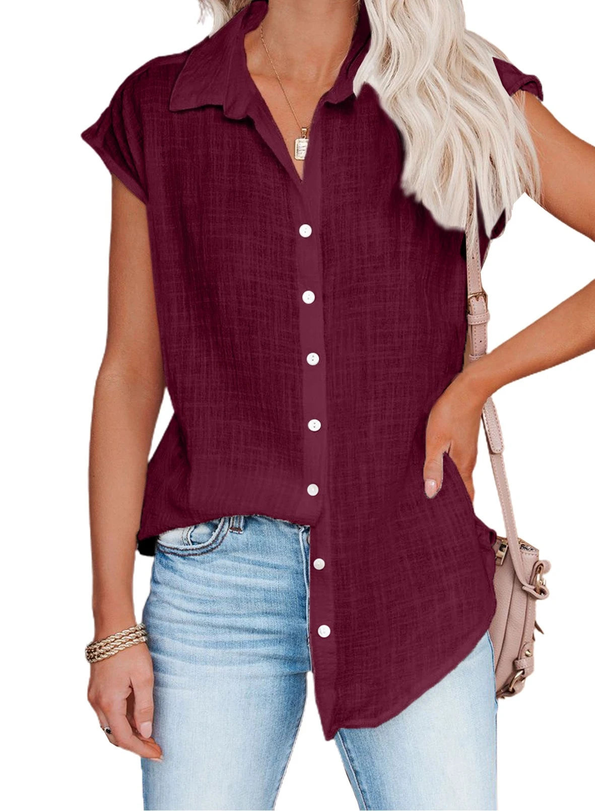 Cotton-Linen Short-Sleeve Relaxed T-Shirt