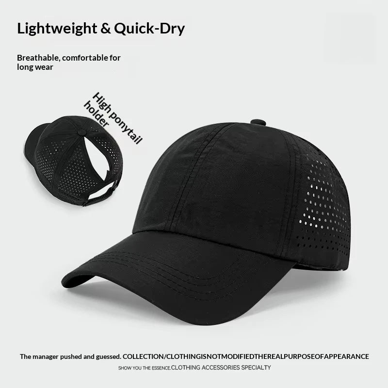 Washed High Ponytail Baseball Cap