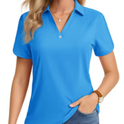 TACVASEN Women's 1-Button Golf Polo Shirts V Neck Short Sleeve Tennis Tops Moisture Wicking Quick Dry Athletic Collared Shirt