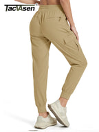 TACVASEN Women's Quick Dry Waterproof Cargo Pants Lightweight UPF 50 Athletic Jogger Pants Travel Hiking Pants Velcro Pockets