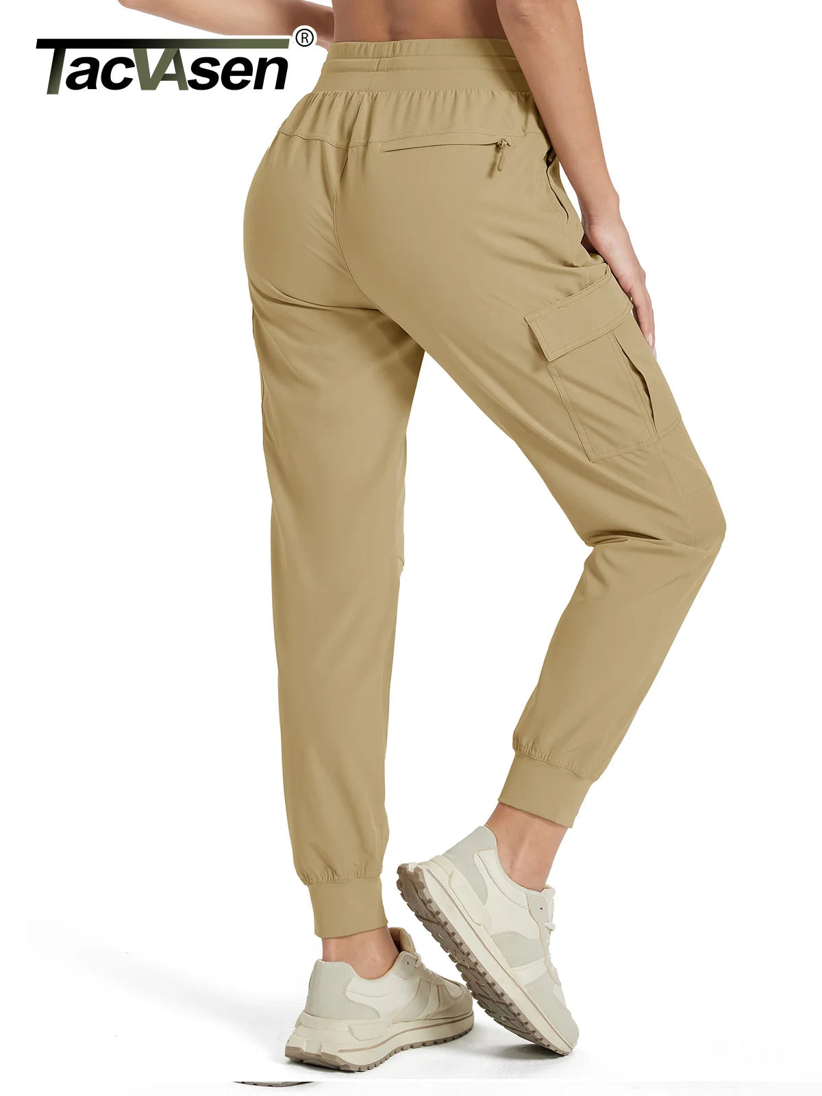 TACVASEN Women's Quick Dry Waterproof Cargo Pants Lightweight UPF 50 Athletic Jogger Pants Travel Hiking Pants Velcro Pockets