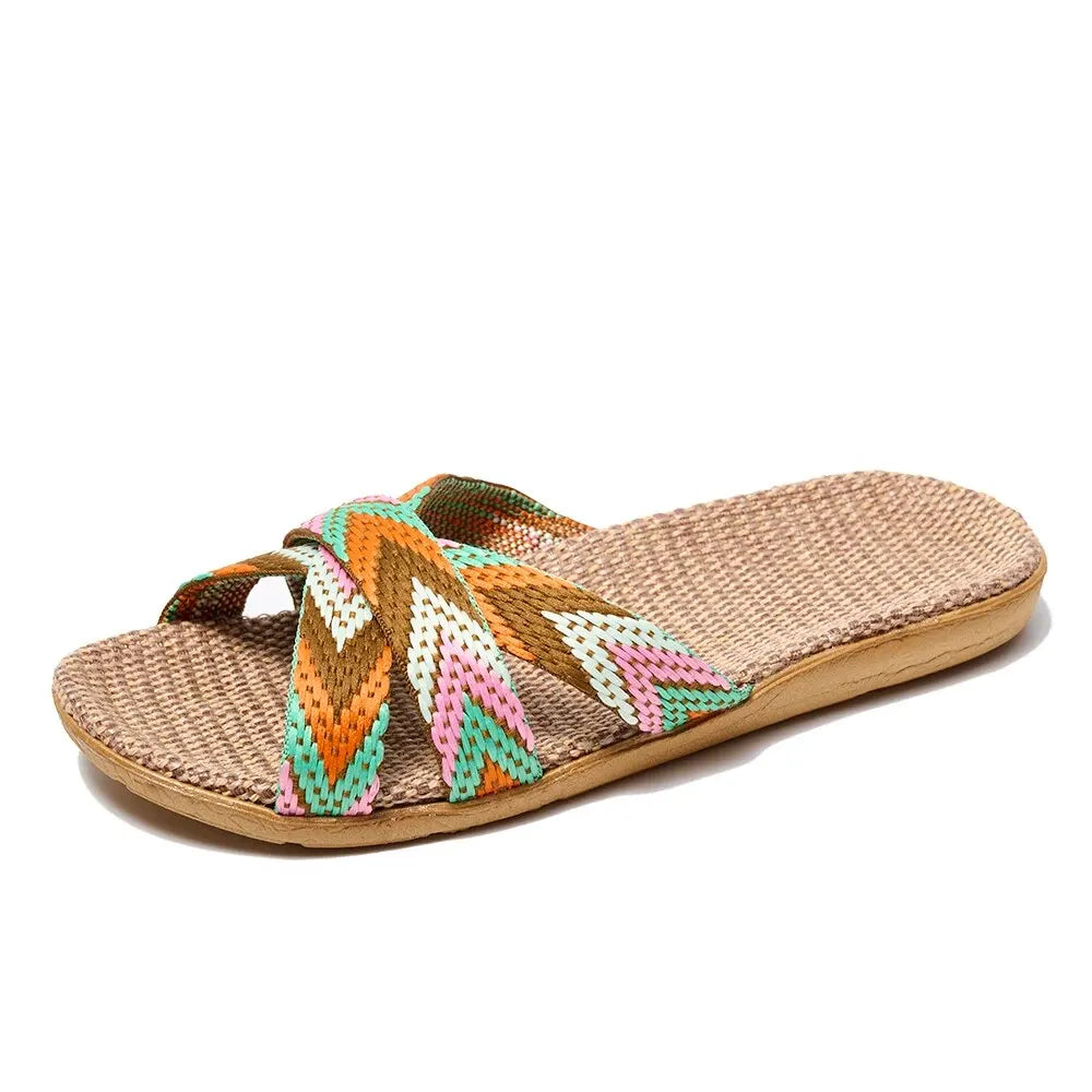 Linen-Look Indoor Slippers