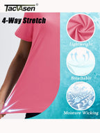 TACVASEN Women's 1-Button Golf Polo Shirts V Neck Short Sleeve Tennis Tops Moisture Wicking Quick Dry Athletic Collared Shirt