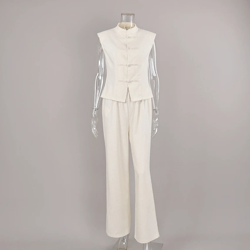 Cotton-Linen Vest & Trousers Set