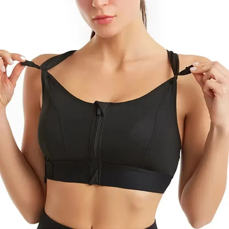 Aurelia Sun Front Zip Adjustable Sports Bra – Black – image 6