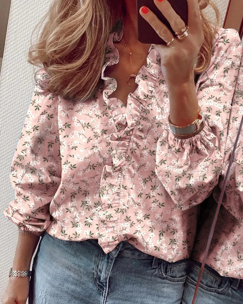Ruffle Long-Sleeve Blouse