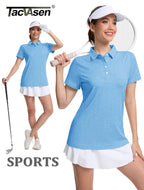 TACVASEN 4 Buttons Polos T-Shirts Womens Summer Short Sleeve Athletic Golf Polos Tee Shirts Sports Casual Work Pullover T-shirts