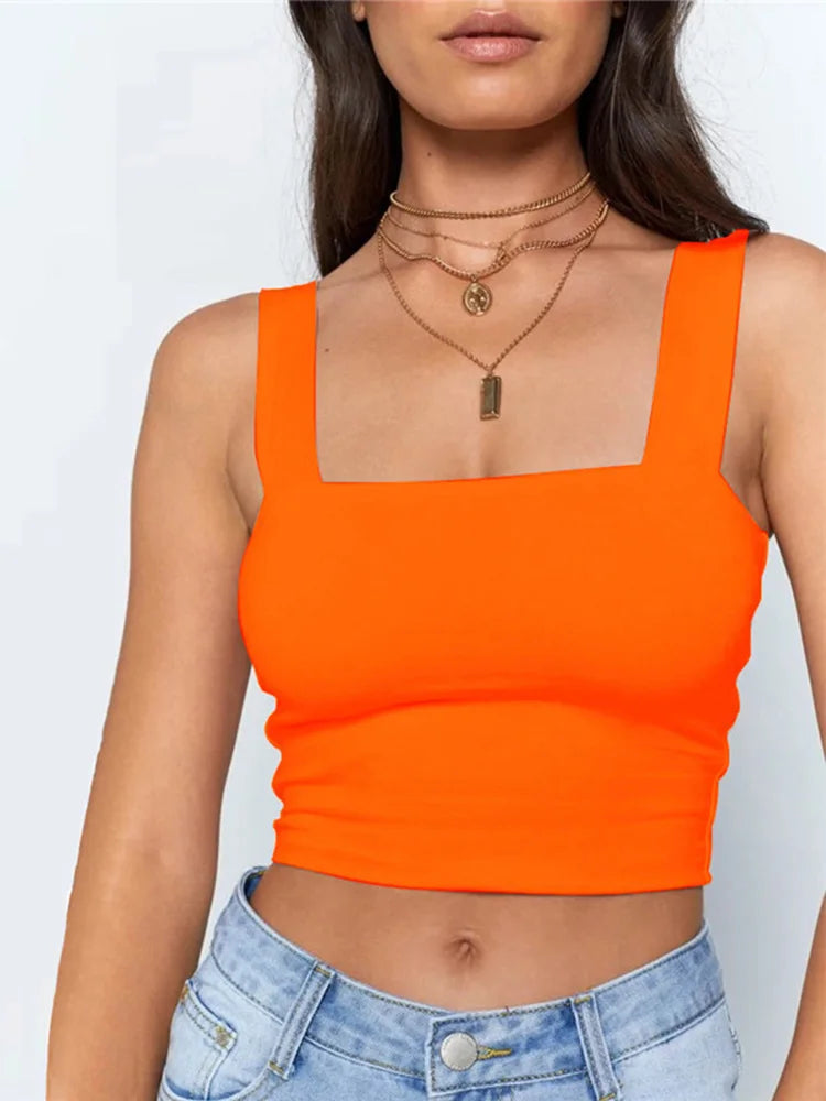 Square-Neck Backless Crop Tank