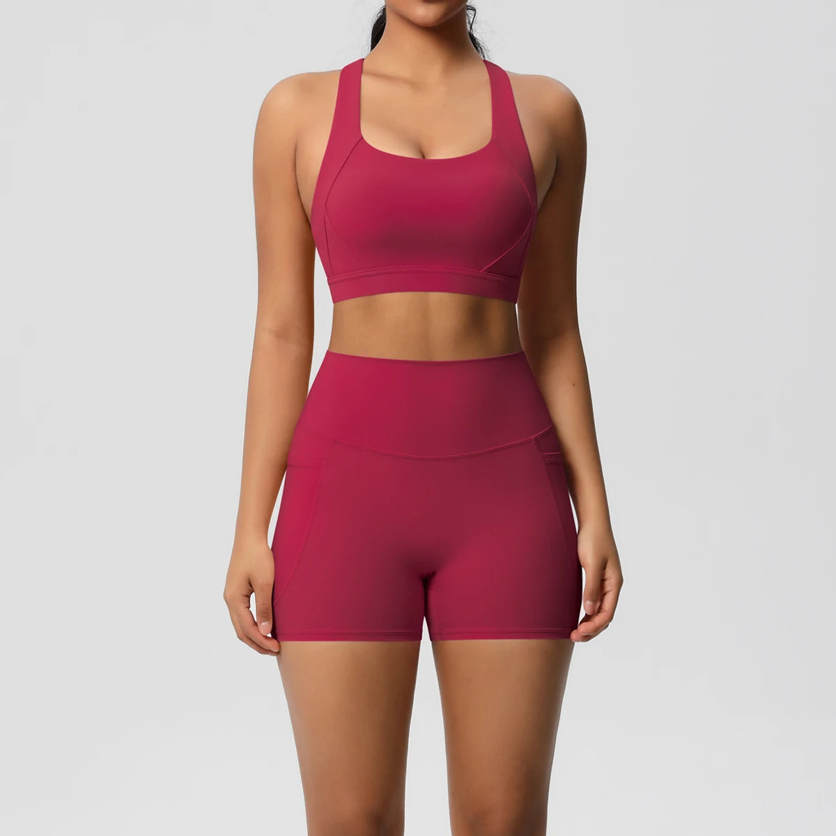 Pocketed Crossover Activewear Set