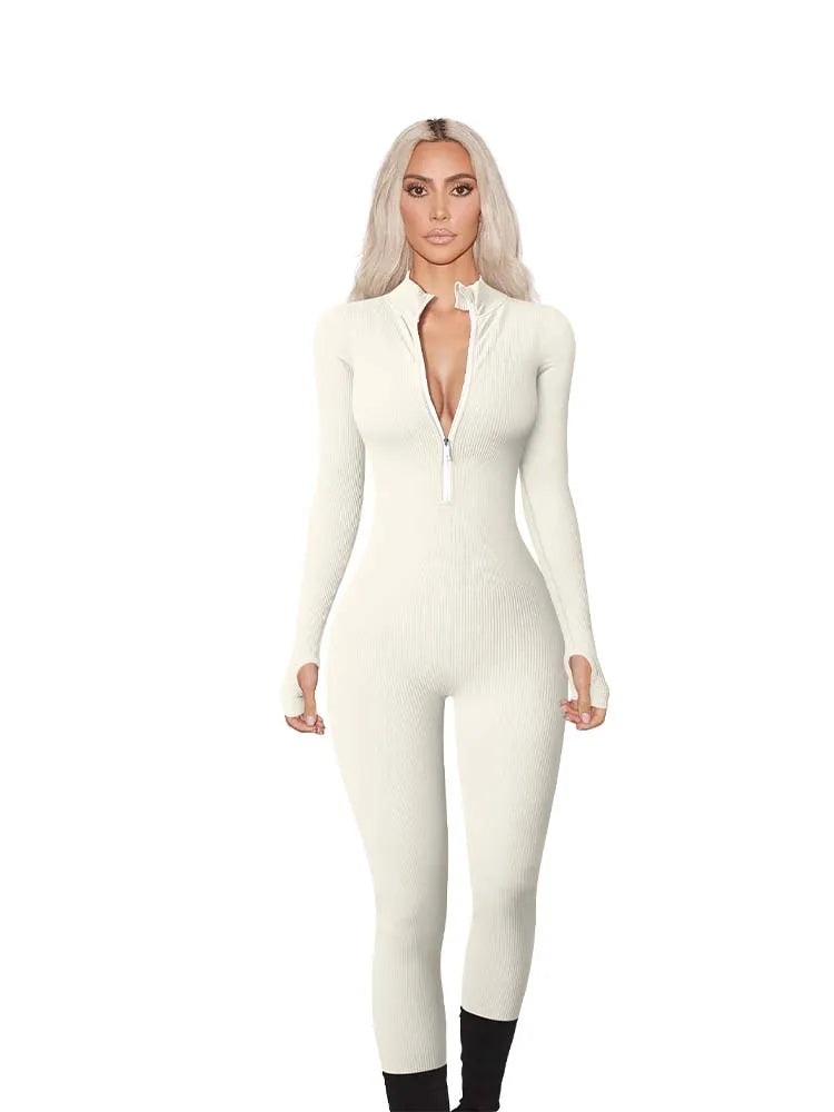 Long-Sleeve Active Jumpsuit