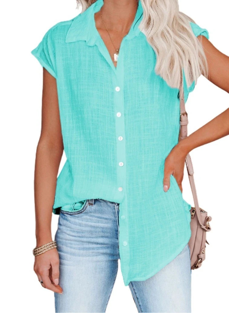 Cotton-Linen Short-Sleeve Relaxed T-Shirt