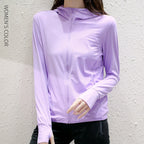 UPF50+ Sun Protection jacket women Ice Silk Hooded Coat for Summer Air Conditioning Clothing Breathable Solid Color