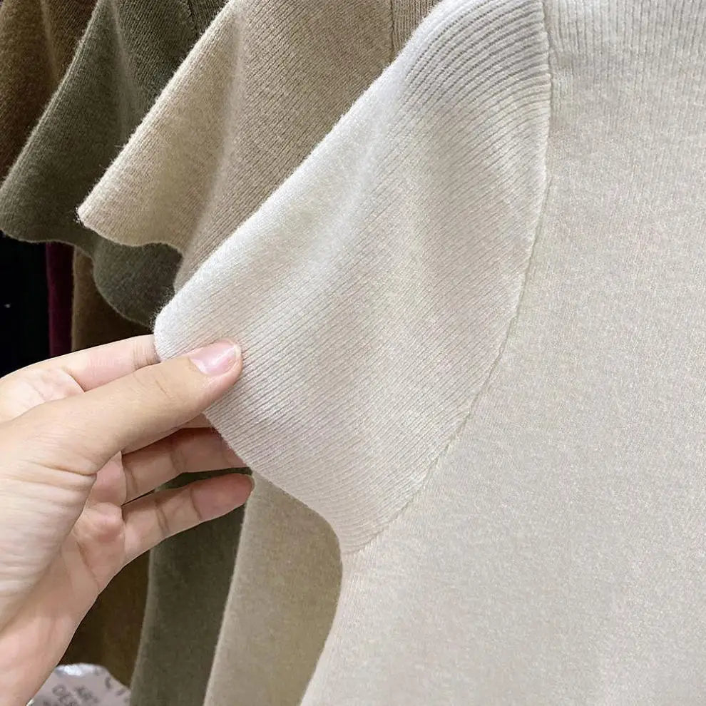Fine-Knit Short-Sleeve Sweater