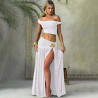 One-Shoulder Crop Top & Pleated Skirt Set