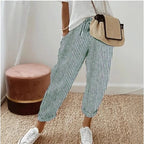 Striped Drawstring Wide-Leg Pants
