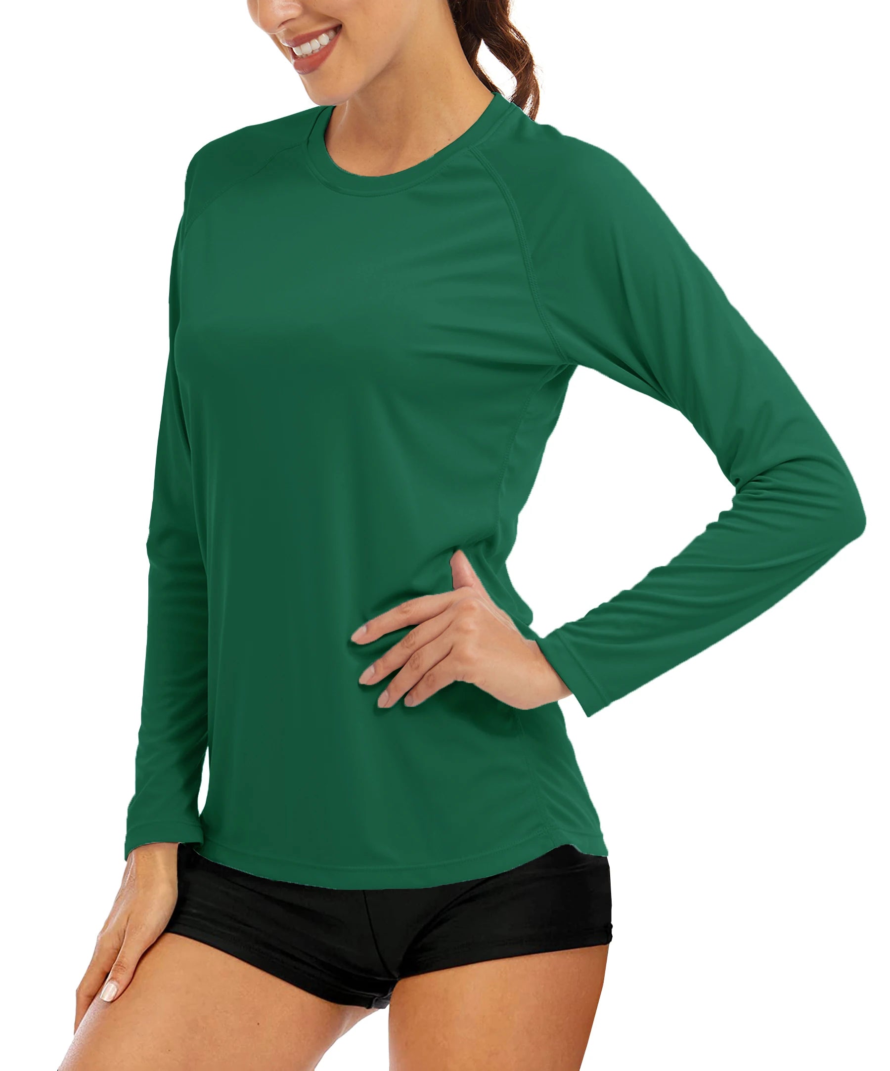 KEFITEVD Quick Dry Women's UPF 50+ Long Sleeve T-Shirts Skin Sun/UV Protection Breathable Lightweight Swim Outdoor Hiking Shirts