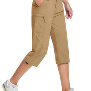 TACVASEN Quick Dry Knee Length Nylon Capris Womens Summer Hiking Casual Cargo Short Pant Lightweight Waterproof Shorts 5 Pockets