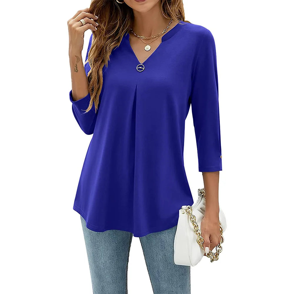 Pleated V-Neck Slim-Fit T-Shirt
