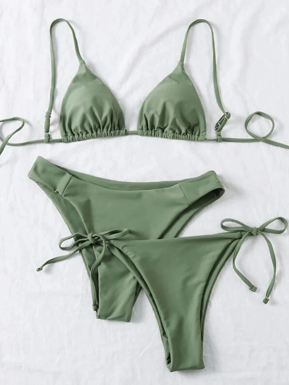 Halter Three-Piece Tie-Side Bikini Set