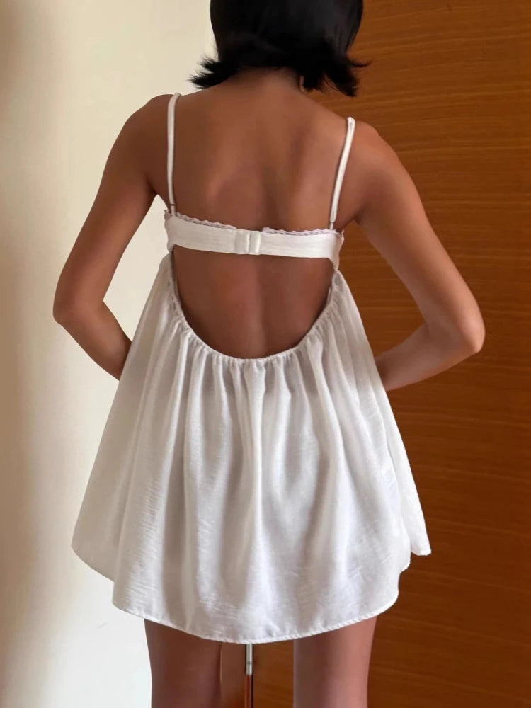 Lace-Trim Babydoll Mini Dress
