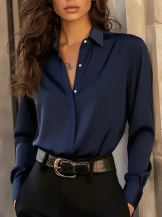Isla Button-Up Long-Sleeve Blouse
