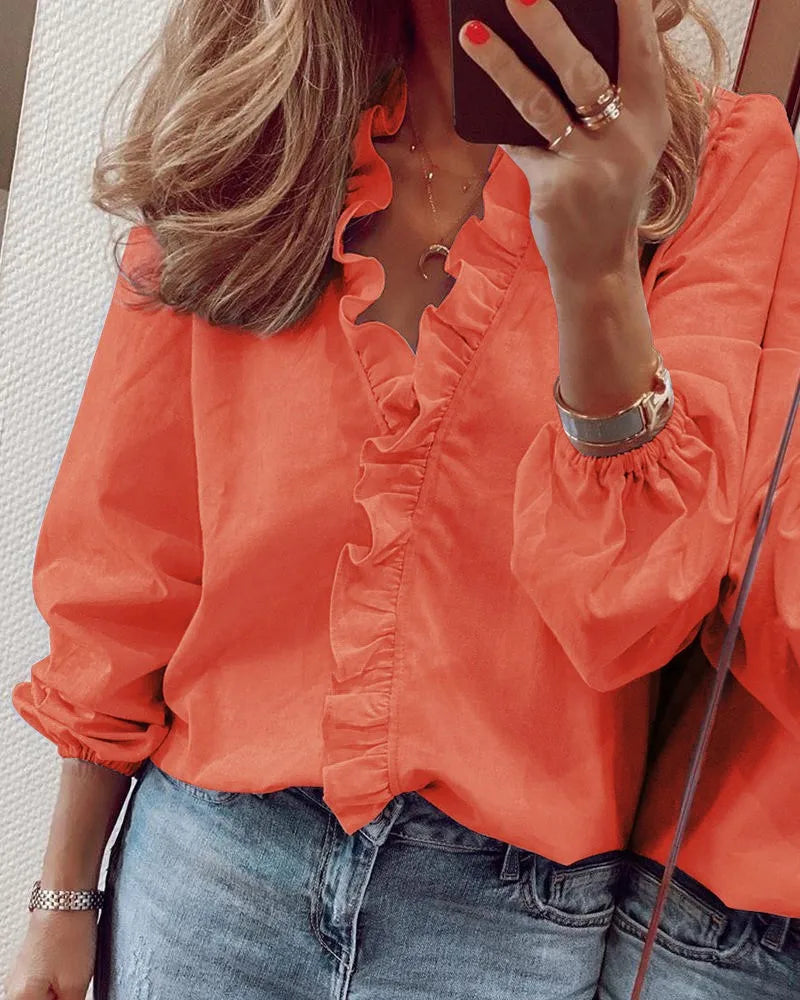 Ruffle Long-Sleeve Blouse