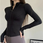2026 Summer Slim Fit Long Sleeve T Shirt Women Wild Zipper Up Waist Slimming Yoga Tshirt Woman Tight UV Protection Crop Tops
